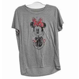 Disney Minnie Mouse Womens Gray T Shirt Graphic Print Pullover Short Sleeve XXL